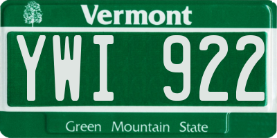 VT license plate YWI922
