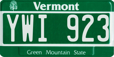 VT license plate YWI923