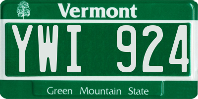 VT license plate YWI924