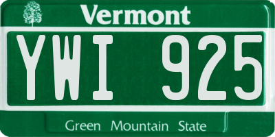 VT license plate YWI925