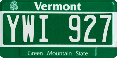 VT license plate YWI927
