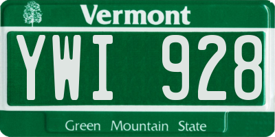 VT license plate YWI928
