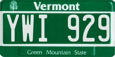 VT license plate YWI929