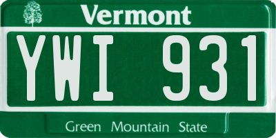 VT license plate YWI931