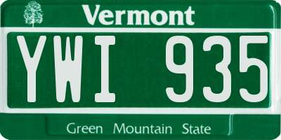 VT license plate YWI935