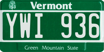 VT license plate YWI936
