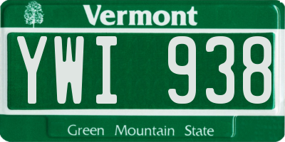 VT license plate YWI938