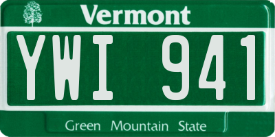 VT license plate YWI941