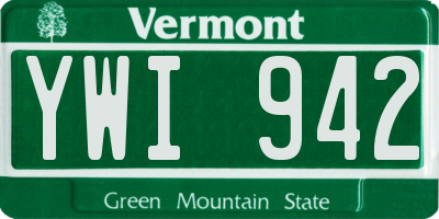 VT license plate YWI942