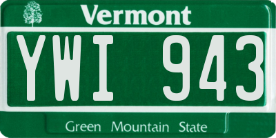VT license plate YWI943