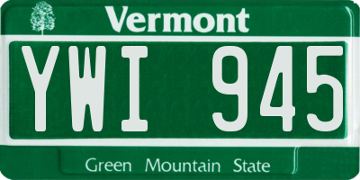 VT license plate YWI945