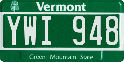 VT license plate YWI948