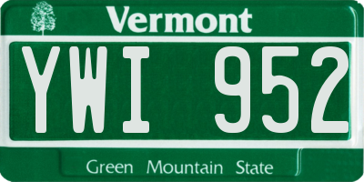 VT license plate YWI952