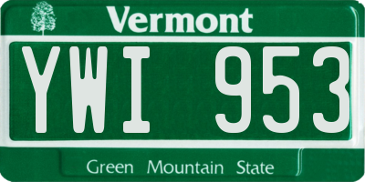VT license plate YWI953