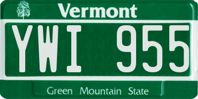 VT license plate YWI955