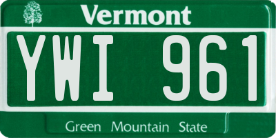 VT license plate YWI961