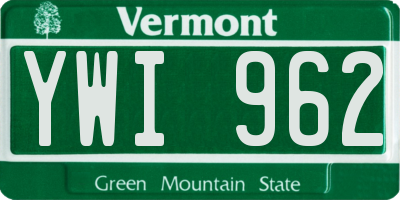 VT license plate YWI962