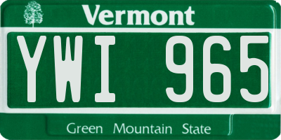 VT license plate YWI965