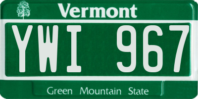 VT license plate YWI967