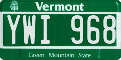 VT license plate YWI968