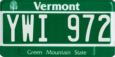 VT license plate YWI972