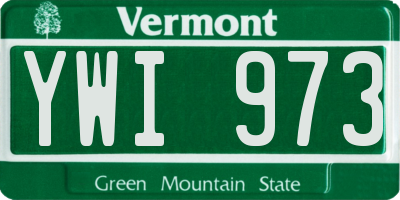 VT license plate YWI973
