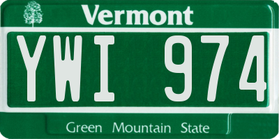 VT license plate YWI974