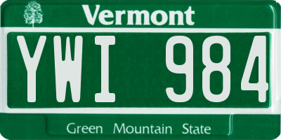 VT license plate YWI984