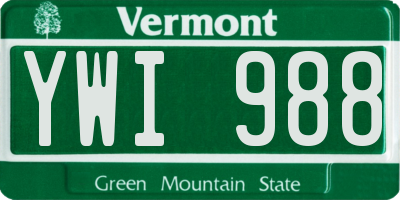 VT license plate YWI988