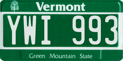 VT license plate YWI993