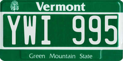 VT license plate YWI995