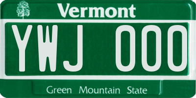 VT license plate YWJ000