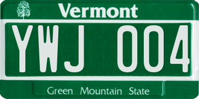 VT license plate YWJ004