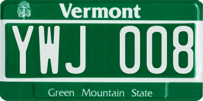 VT license plate YWJ008