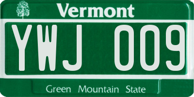VT license plate YWJ009