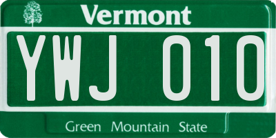 VT license plate YWJ010