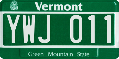 VT license plate YWJ011