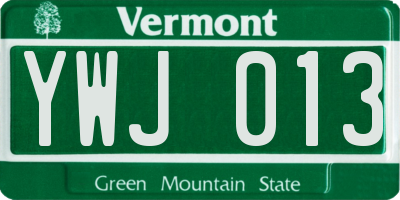 VT license plate YWJ013