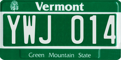 VT license plate YWJ014