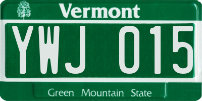 VT license plate YWJ015