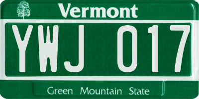 VT license plate YWJ017