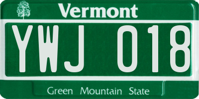 VT license plate YWJ018