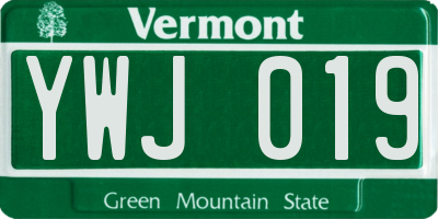 VT license plate YWJ019