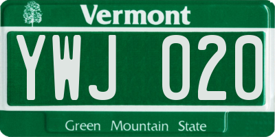 VT license plate YWJ020