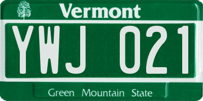 VT license plate YWJ021