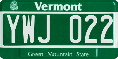 VT license plate YWJ022