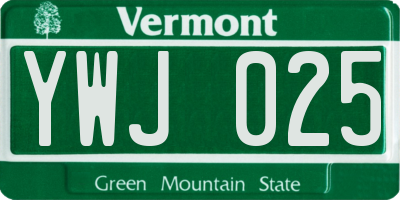 VT license plate YWJ025