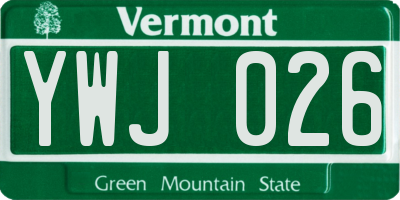 VT license plate YWJ026