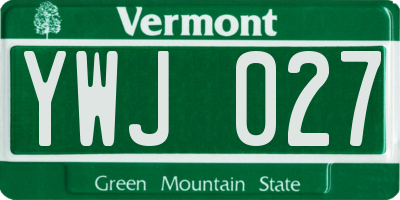VT license plate YWJ027