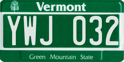 VT license plate YWJ032